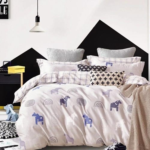 PureOne - 極致純棉寢具組-牧馬人-加大四件式床包被套組