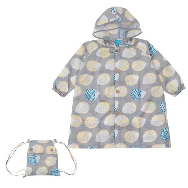 日本 kukka hippo - 兒童雨衣(附收納袋)-萌萌刺蝟