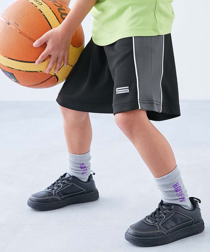 日本 devirock - 速乾網眼撞色系涼爽短褲-黑x灰