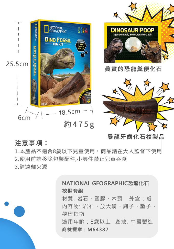 NATIONAL GEOGRAPHIC - 國家地理頻道 恐龍化石挖掘套組
