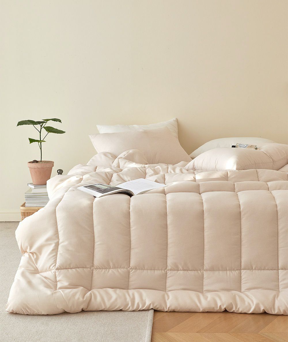 韓國 Maatila - 可水洗超細纖維桃皮感棉被-淡奶茶色