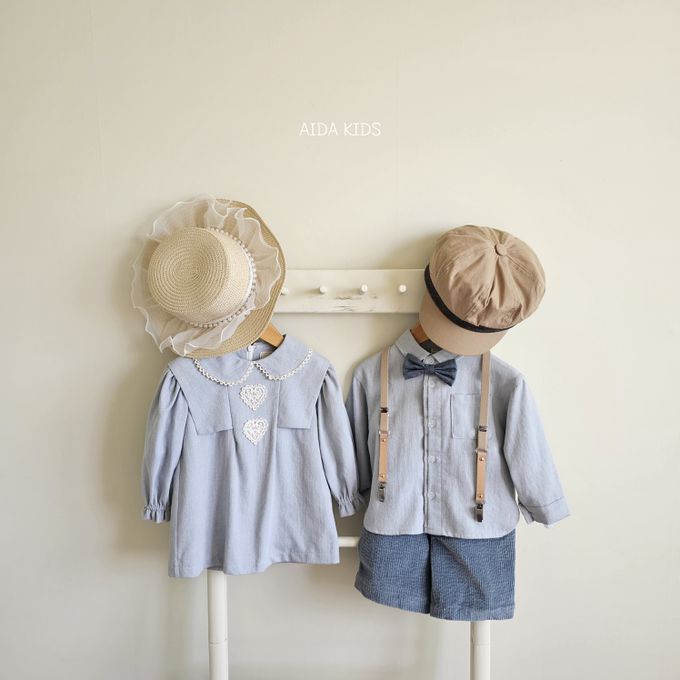 韓國 AIDA - 鬆緊腰直線絨布七分褲-霧面藍