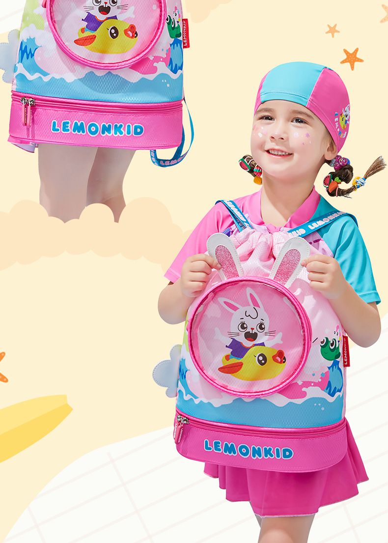 韓國lemonkid - 乾濕分離游泳包-粉小兔 (均碼)