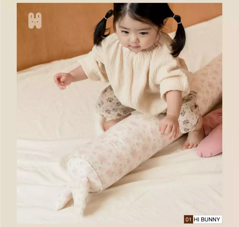 韓國 Hello HiZoo - 手工製純棉柔感兒童長條抱枕套-Hi Bunny 兔耳 (14x85cm)