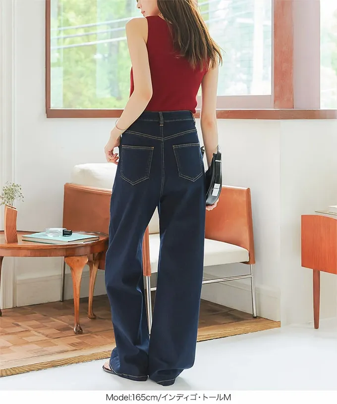 日本 Kobe Lettuce - 接觸冷感 時尚曲線錐型牛仔褲-(可選長度)-白