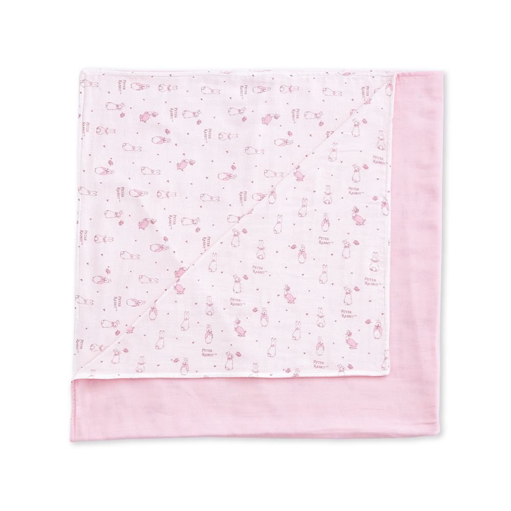 比得兔紗布大浴巾 100x100cm(純棉紗布 手帕 拍嗝巾 澡巾 寶寶蓋被)-淡粉色