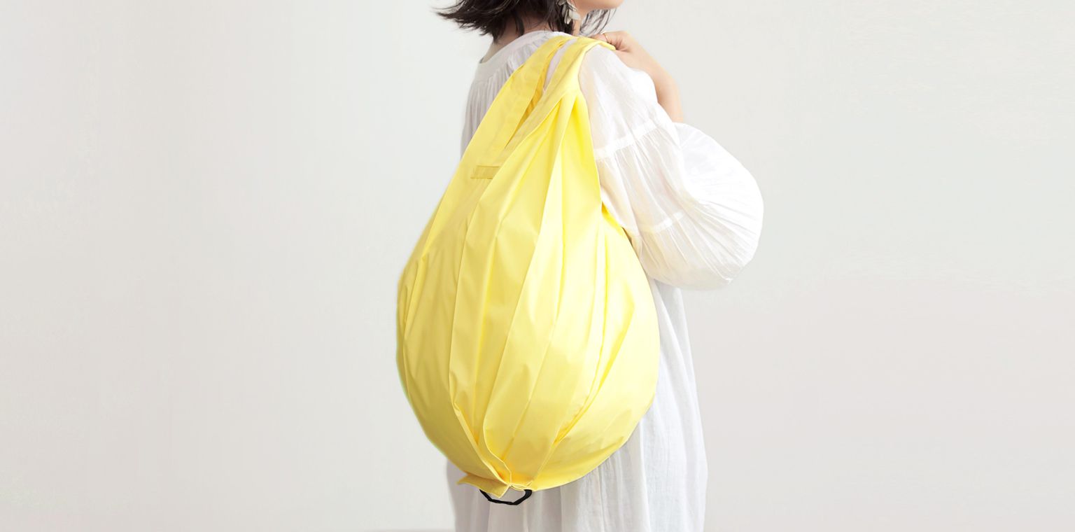 日本 MARNA - Shupatto 秒收摺疊購物袋-Drop水滴款-帥氣黑 (L(30x63cm))-耐重 10kg / 25L