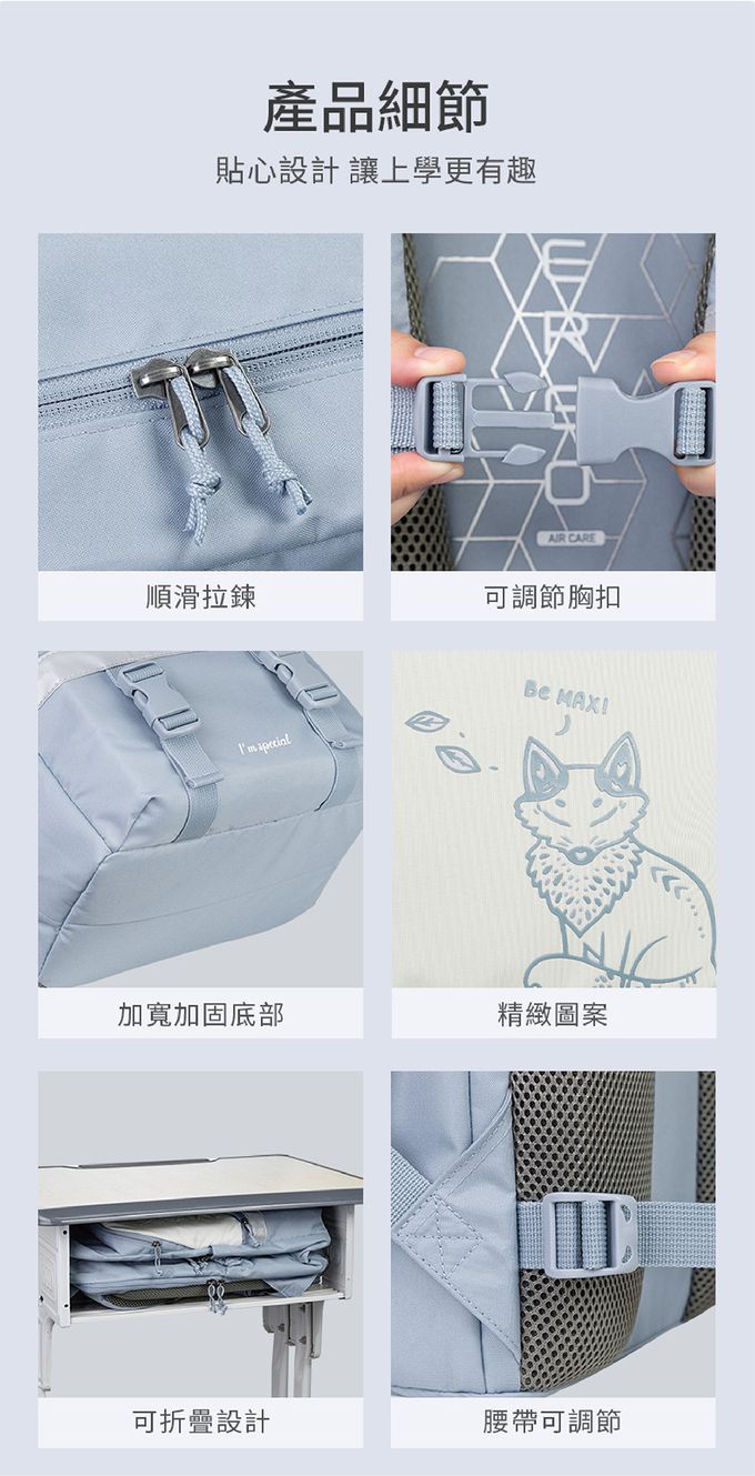 舒適提把、彈力收納側袋、加寬加固底部、調整式重心壓縮帶等等，眾多細節設計等你發掘