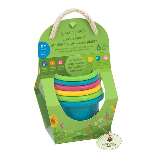 美國 green sprouts - 小綠芽植物性製成玩具堆疊杯6入組-圓杯款