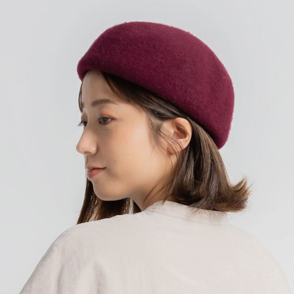 日本 jou jou lier - 毛呢貝蕾帽-25 波爾多紫 (FREE)
