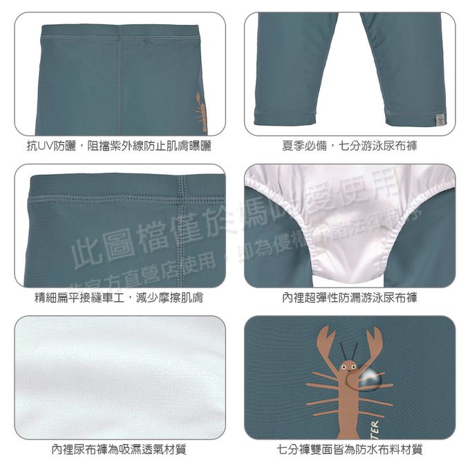 德國 Lassig - 嬰幼兒抗UV七分游泳尿布褲-蔚藍