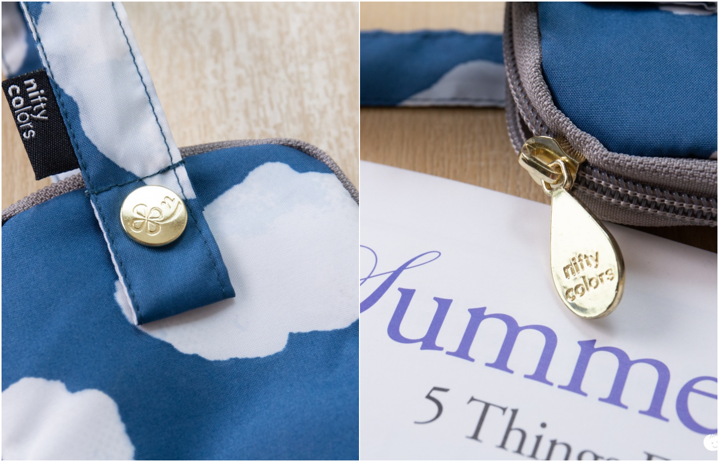 日本 nifty colors - 隨身雨傘吸水套-藍天白雲 (適用26cm以內折疊傘)