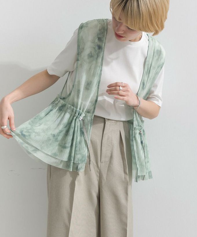 日本 le colis - 仙氣薄紗層次穿搭背心(腰抽繩)-米杏