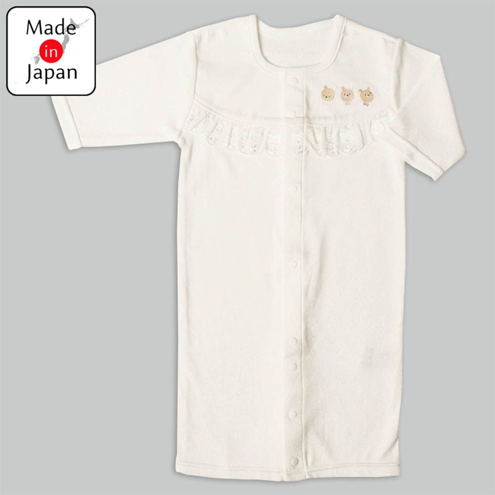 長袖連身衣 合身款-小熊-米白色 (50~60cm)