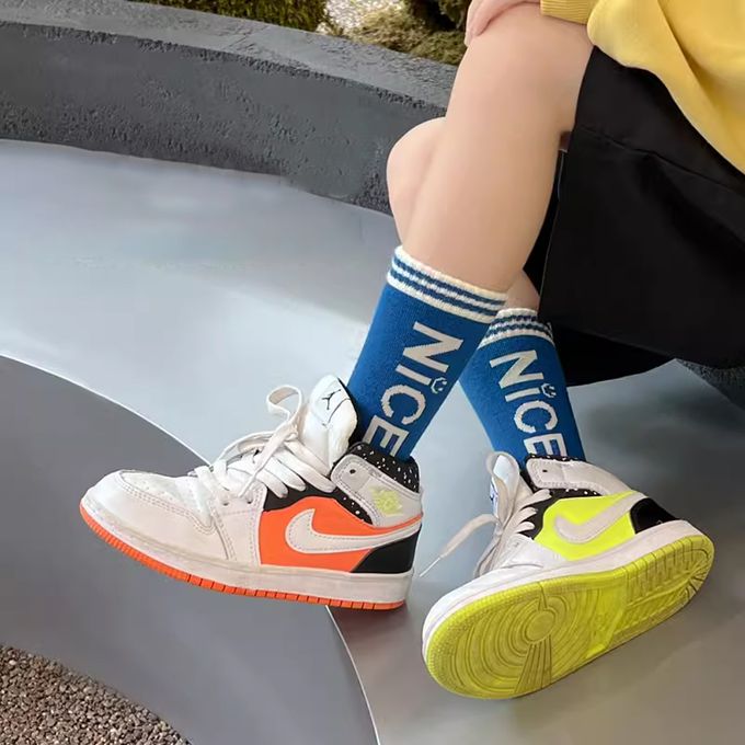 腳ㄚ子 - 幼/兒童棉質中筒襪 童襪 襪子 棉襪 兒童襪-大笑臉