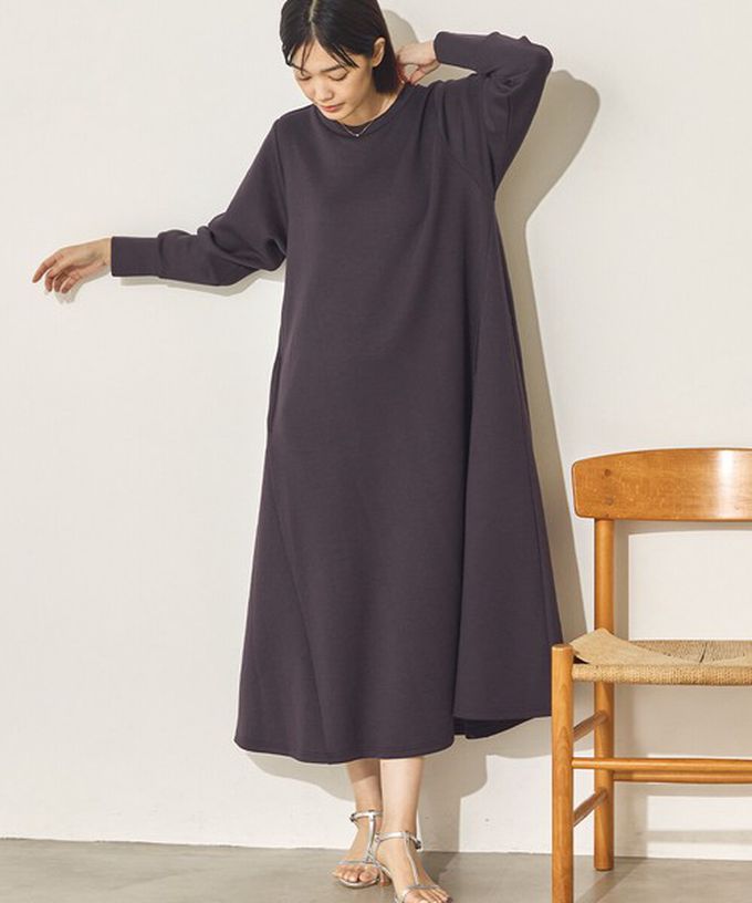 日本 Sans Souci 34+ - 挺版休閒氛圍長袖洋裝(有口袋-淺灰杏