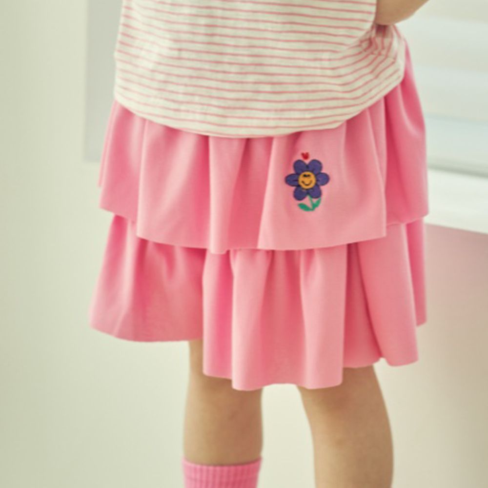 韓國 Mimico - 微笑花朵蛋糕褲裙-粉紅