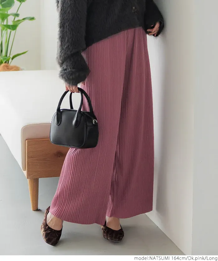 日本 COCA - [可剪裁] 垂墜感修身細摺長褲-灰杏