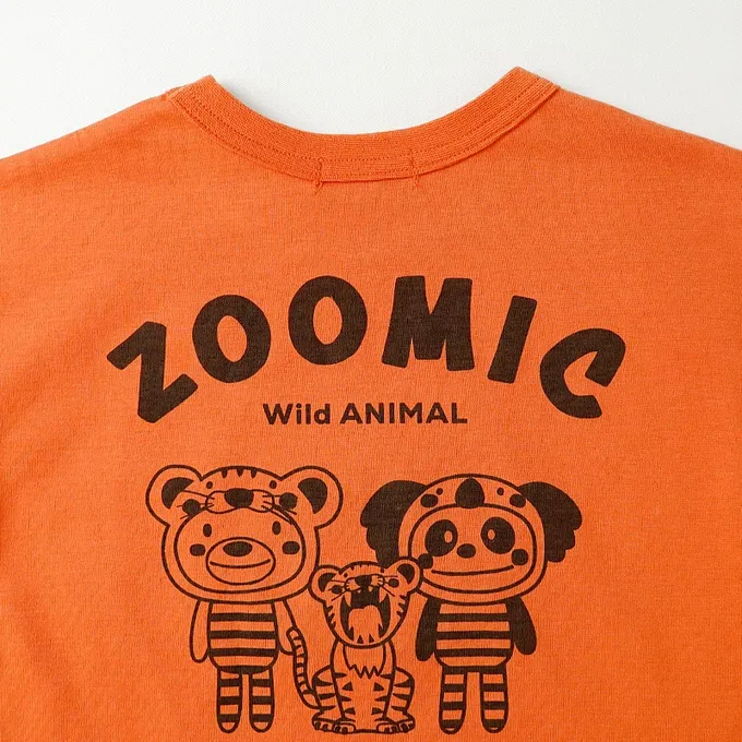 日本 ZOOLAND - 假面小熊層次感天竺棉短袖上衣-無尾熊-藍