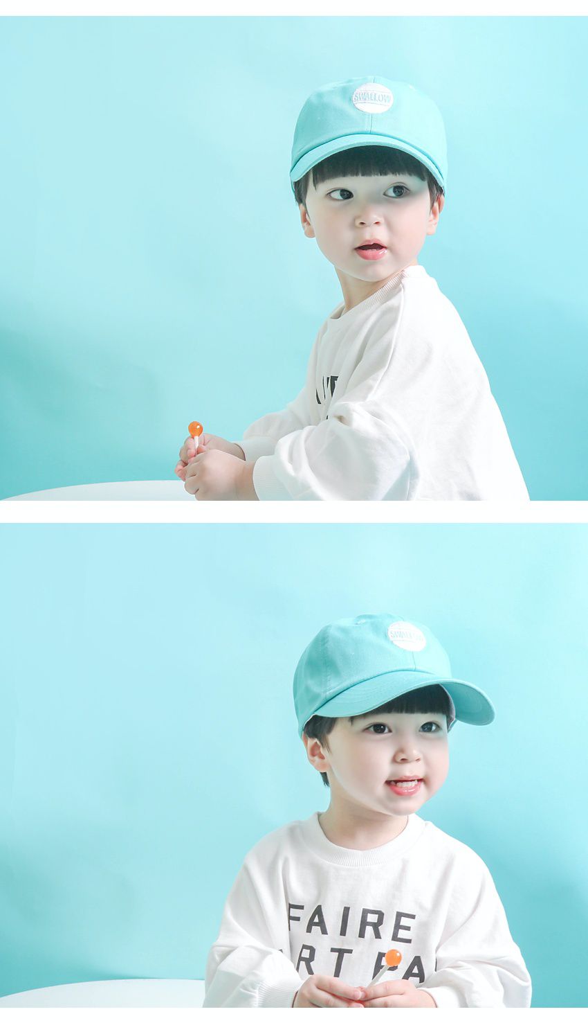 韓國 Babyblee - 字母徽章純色棒球帽-杏 (頭圍：51-55cm)