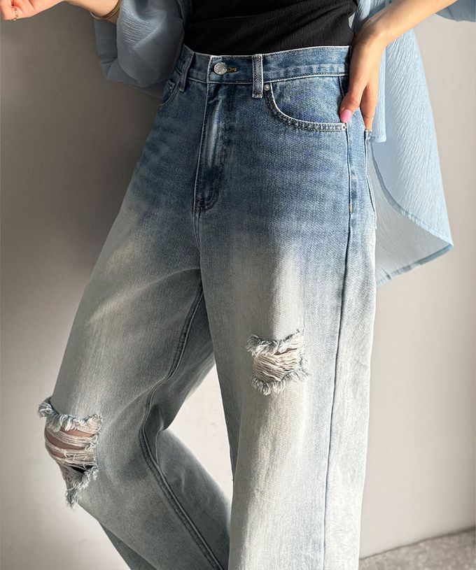 日本 Classical Elf - Java 率性有型刷破寬版丹寧褲-漂白黑