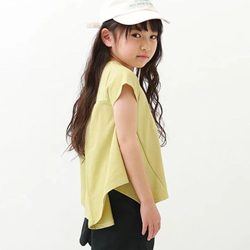 日本 devirock - 背後A字剪裁短袖上衣-黃