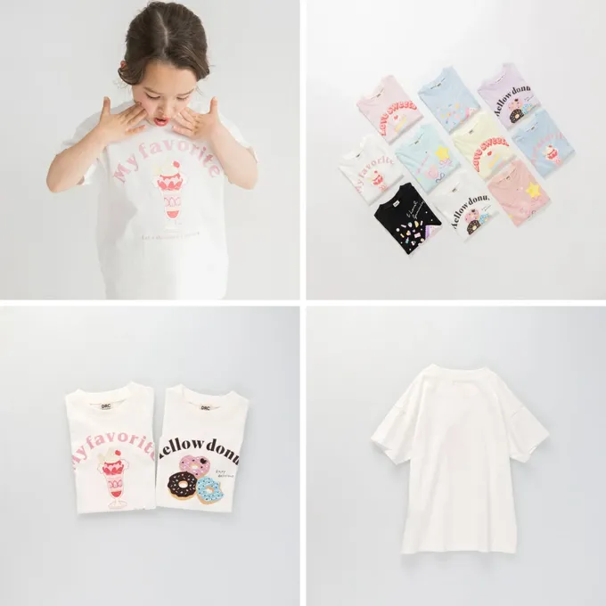 日本 BRANSHES - 100%天竺棉女孩短袖上衣-軟糖爆炸-黑