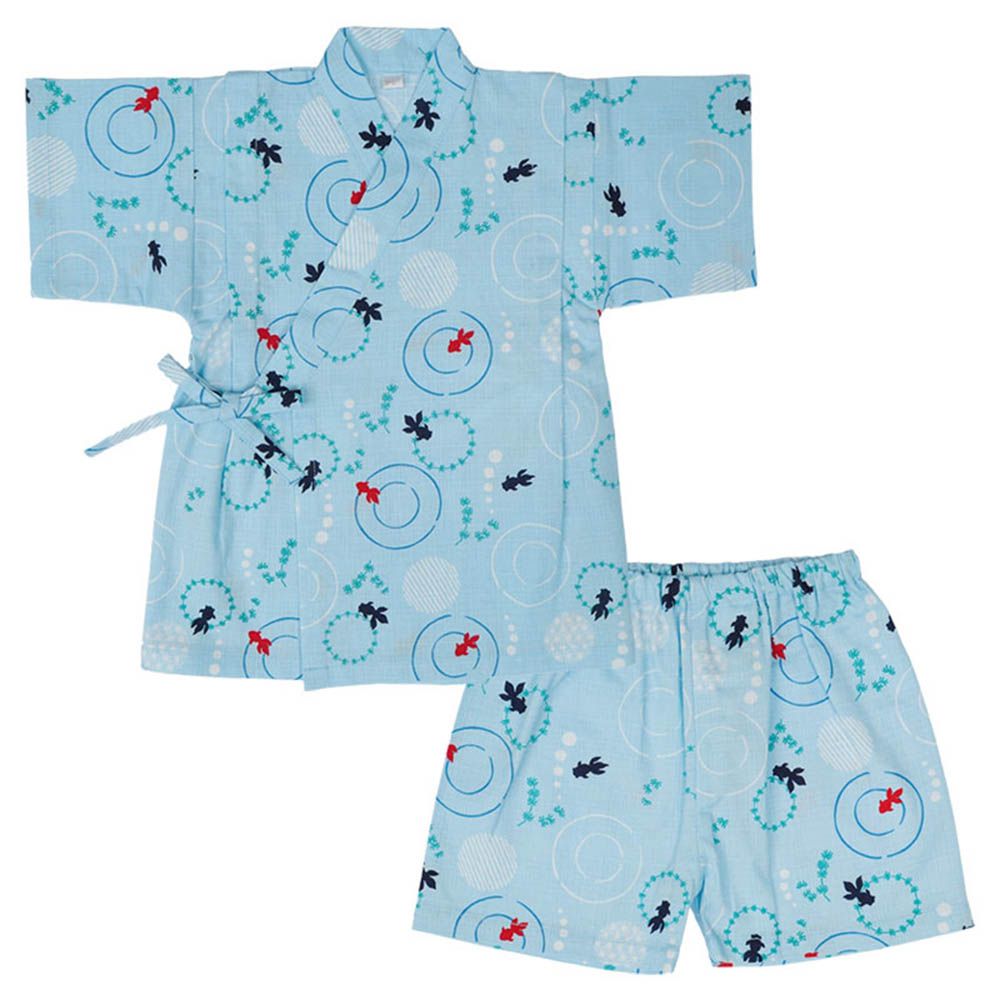 幼兒兩件式甚平-金魚-淺藍色