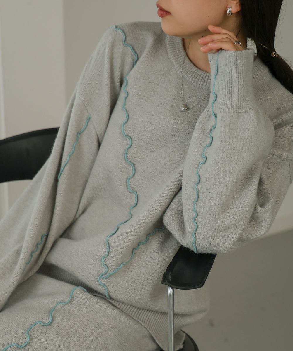 日本 Bab - 不規則撞色滾邊長袖上衣-黑x綠