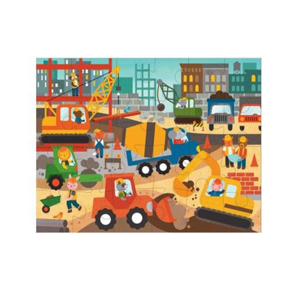 美國 Petit Collage - 地板拼圖-工程交通-24片