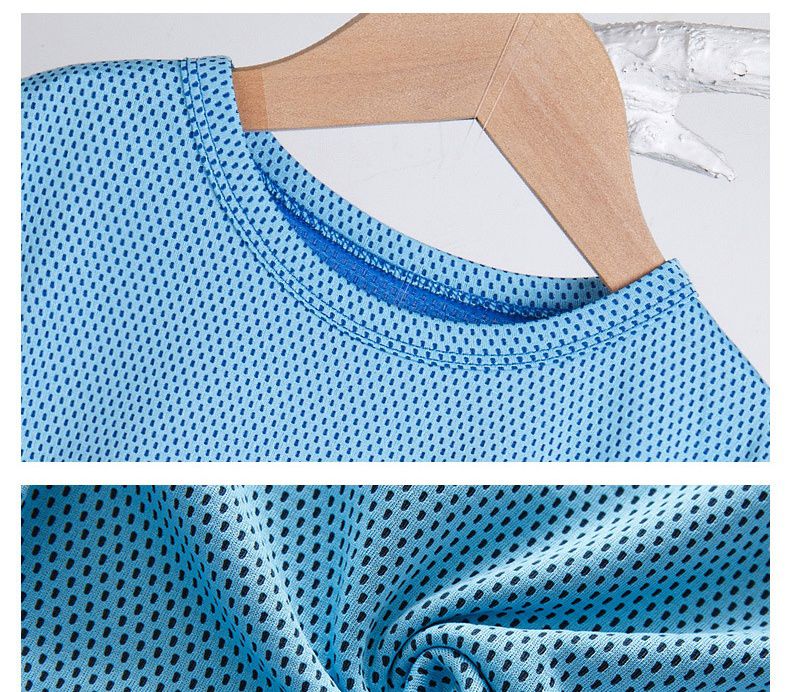 兒童速乾網眼短袖運動套裝-英文字母-灰色