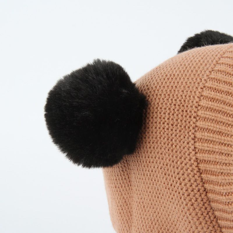 韓國 Babyblee - 大球球遮脖保暖帽-棕 (FREE)