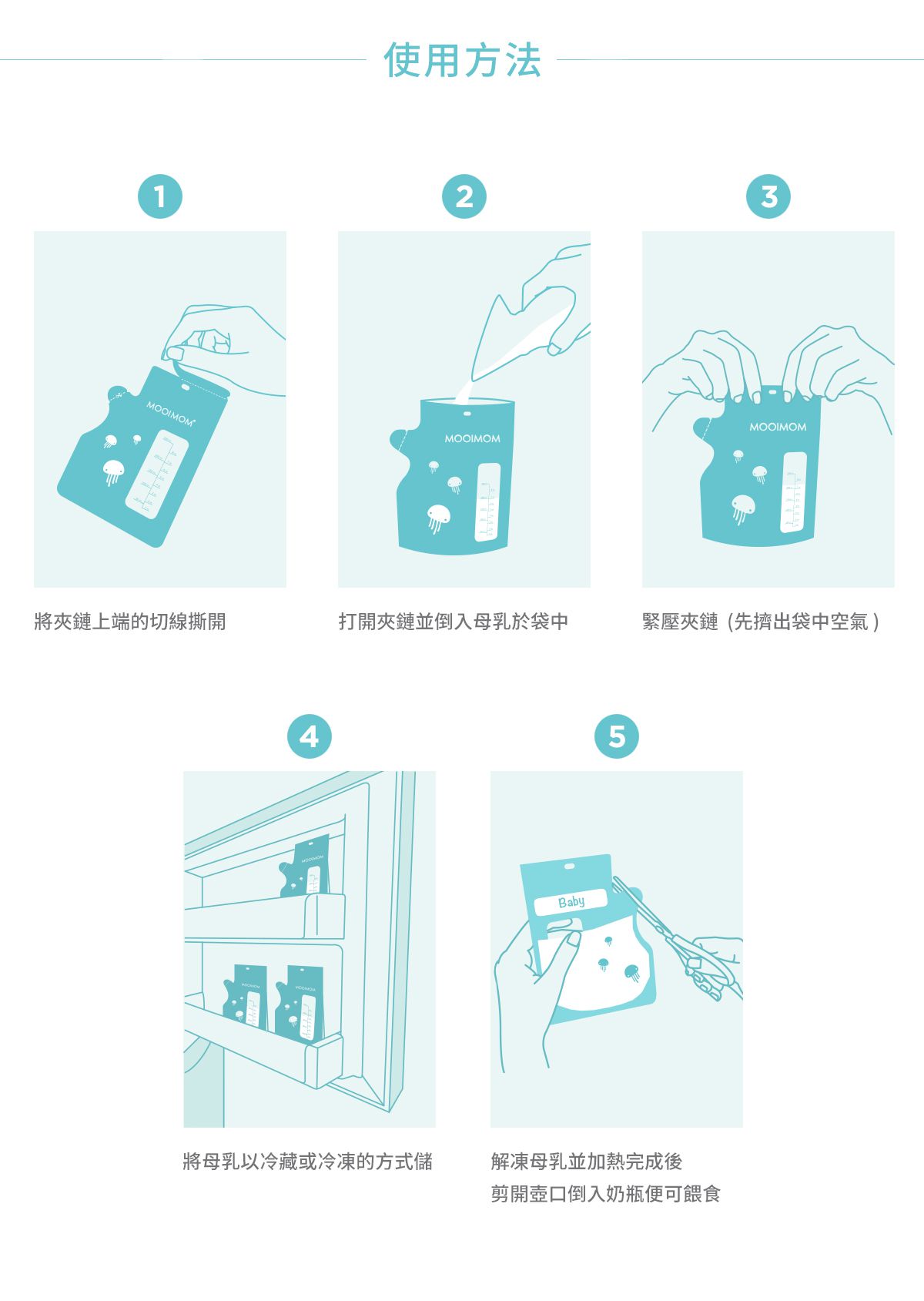 沐伊孕哺 MOOIMOM - 站立式感溫母乳儲存袋 (250ml)-30入