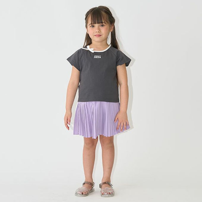 日本 Lycee mine - 輕盈鬆緊腰百褶裙-(內襯安全褲)-炭灰