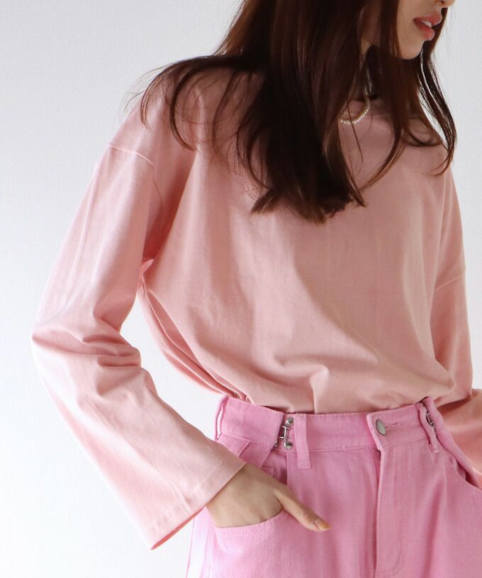 日本 BLUE EAST - 百搭落肩休閒長袖上衣-條紋-軍綠