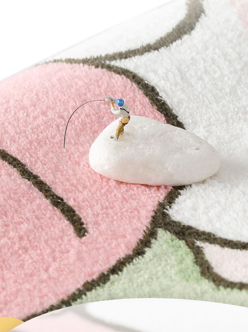 柔軟長條形床邊腳踏墊-月亮灰兔