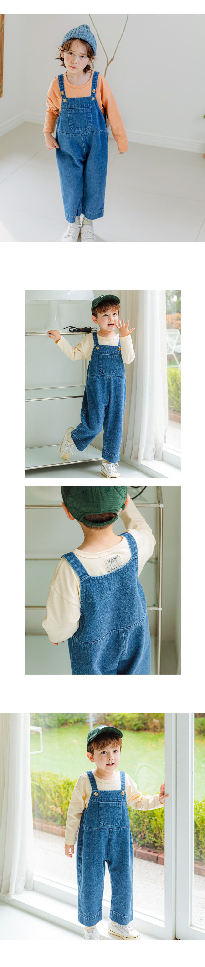 韓國 Bebezoo - 俏皮口袋丹寧吊帶連身褲