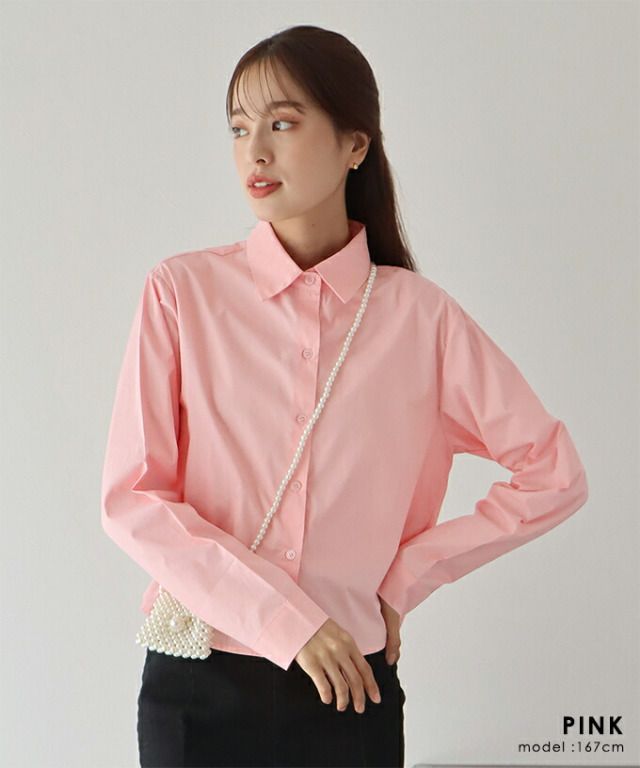 日本 BLUE EAST - 俐落短版翻領長袖襯衫-黑