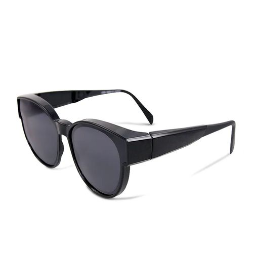 ALEGANT - 潮流鏡黑圓框可彎折鏡腳全罩式偏光墨鏡│外掛式UV400太陽眼鏡包覆套鏡│車用太陽眼鏡