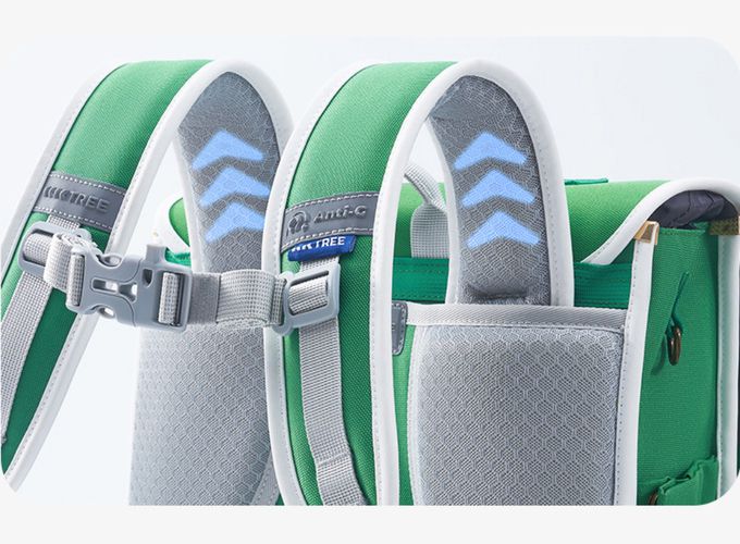 kocotree - 簡約掀蓋護脊書包-大碼-藍色