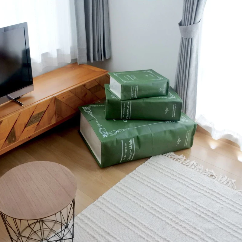 日本千趣會 - 書本造型 衣物收納袋-衣物-綠 (50x35x15cm)