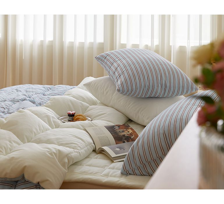 韓國 Maatila - 可水洗M2全方位抗菌防蟎棉被(冬被)-法式灰藍直紋