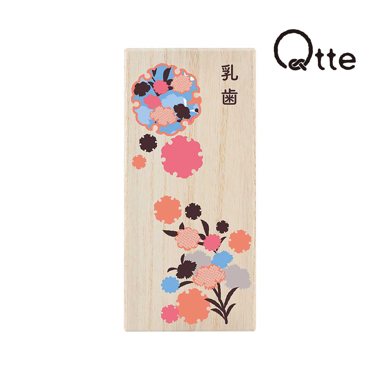 日本千趣會 - 日本製 好運圖騰桐木乳齒收納盒-菊&梅-藍