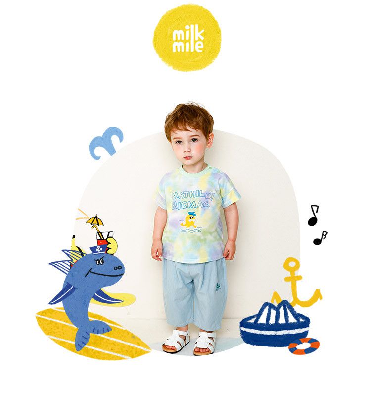 韓國 milk mile - 淺藍抓褶鬆緊腰長褲