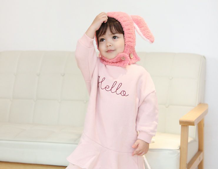 韓國 Babyblee - 兔耳朵遮脖保暖帽-粉紅 (FREE)