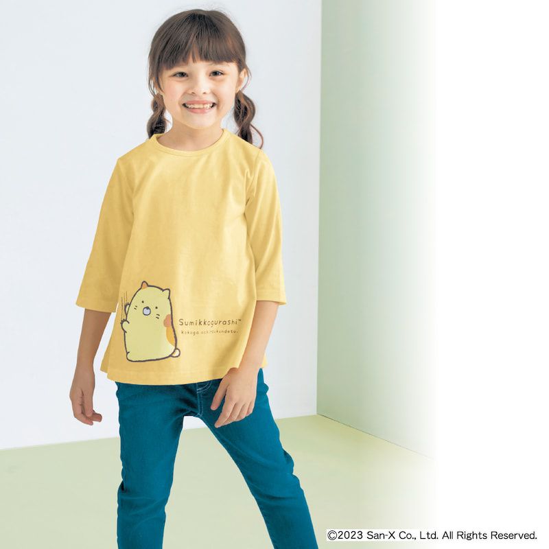 日本千趣會 - 角落生物純棉七分袖上衣-企鵝-綠