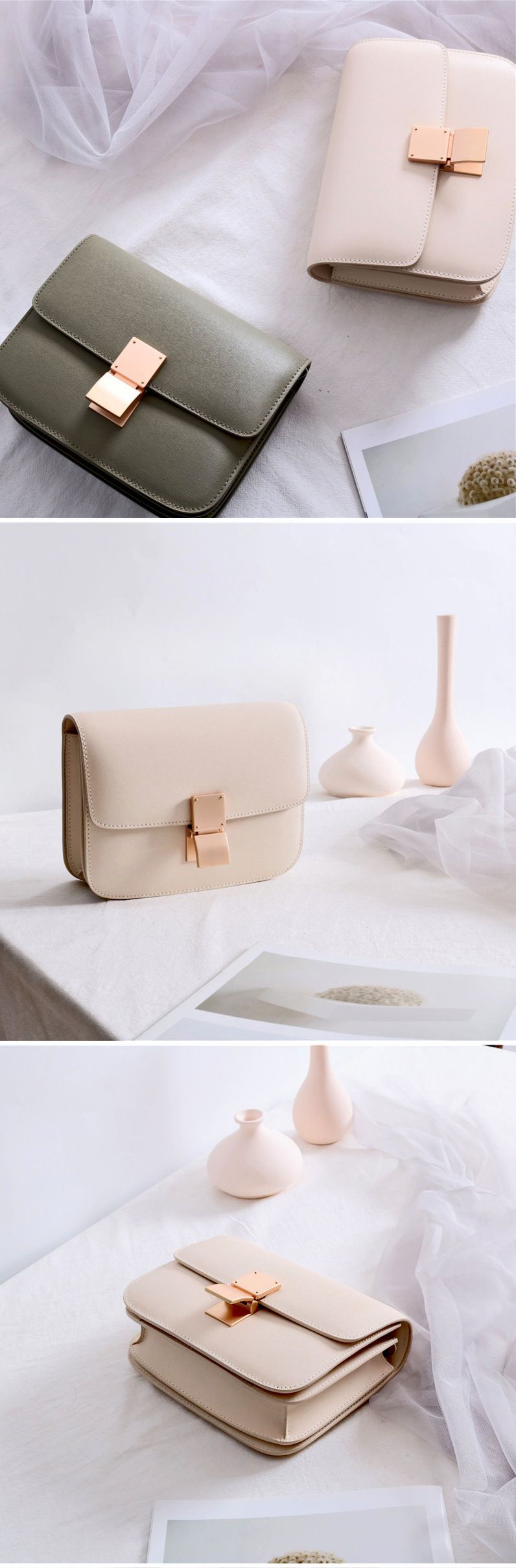 磨砂啞金真皮女包-裸粉色