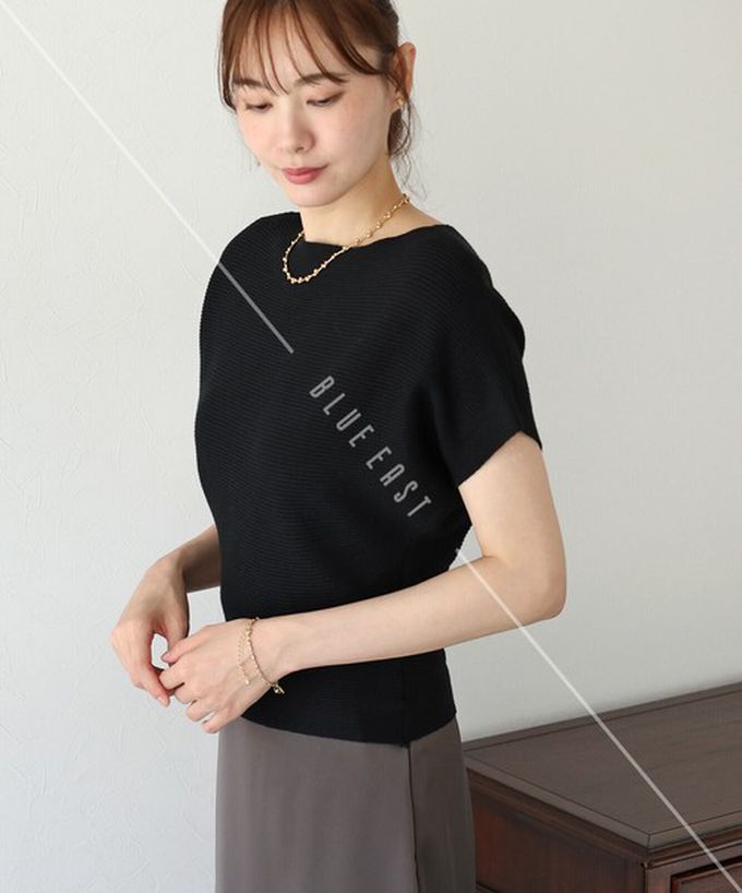 日本 BLUE EAST - 美型修身柔軟羅紋蝙蝠袖上衣-灰