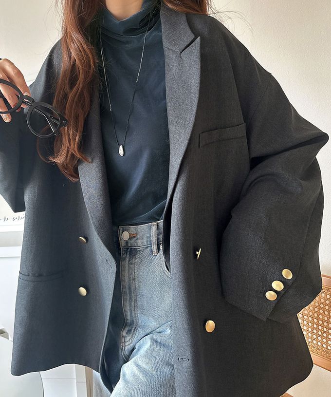 日本 Classical Elf - 微光澤木耳高領層次穿搭薄上衣-黑