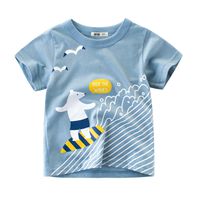 27KIDS - 純棉短袖上衣-衝浪北極熊-霧藍色